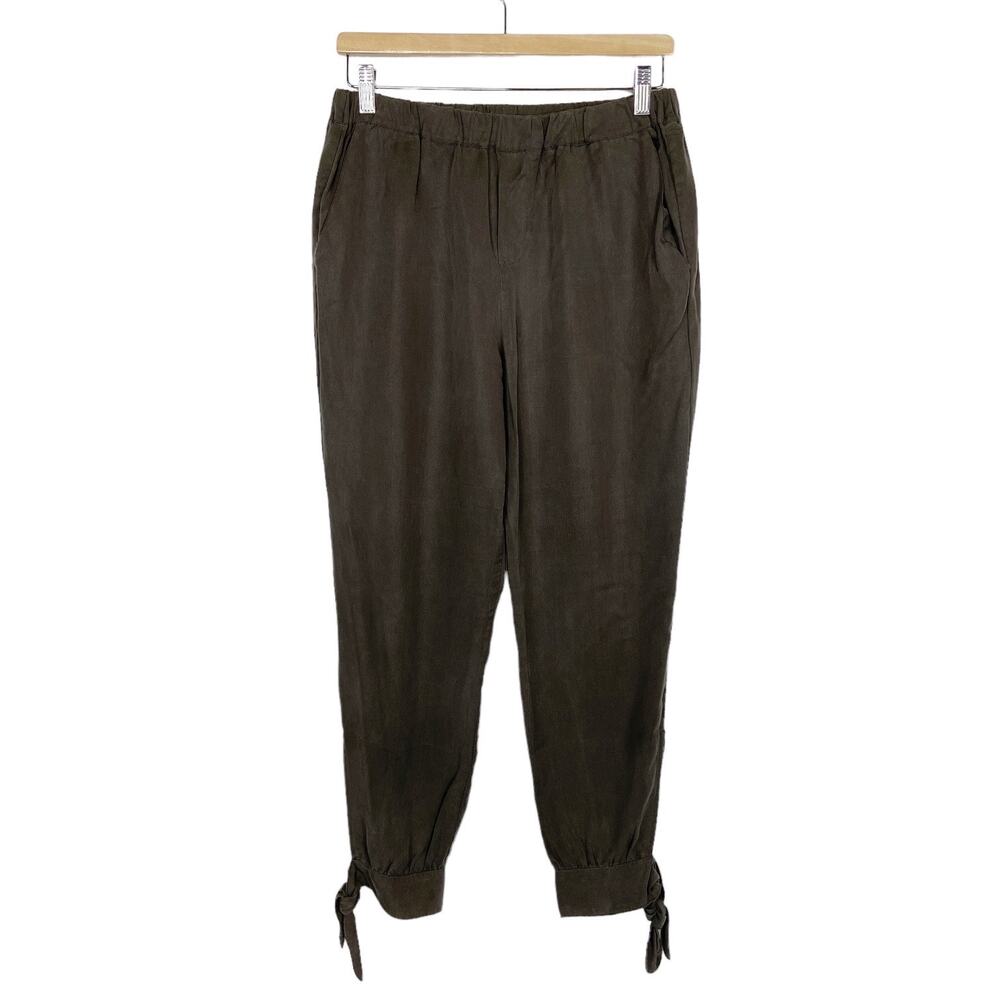 Amadi Tori Jogger Pants Olive Green Tencel Ankle Tie Womens Size Medium
